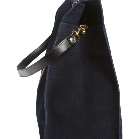 Clare V Simple Perforated Navy Suede Tote - Picture 8 of 11